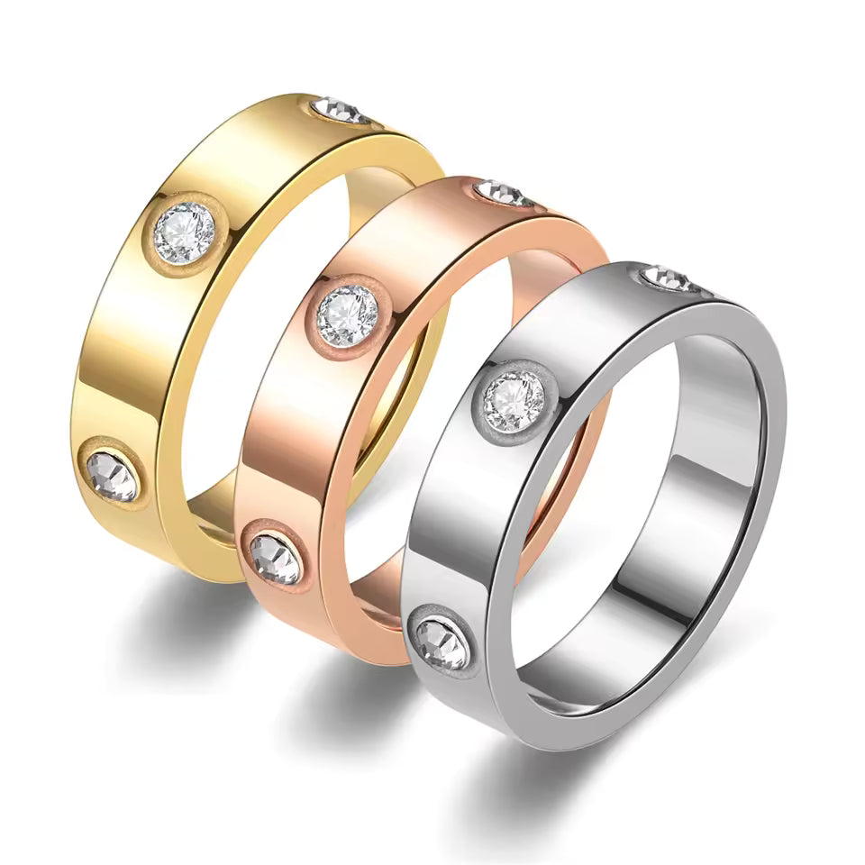 Elegant Multi-Color Crystal Band Ring