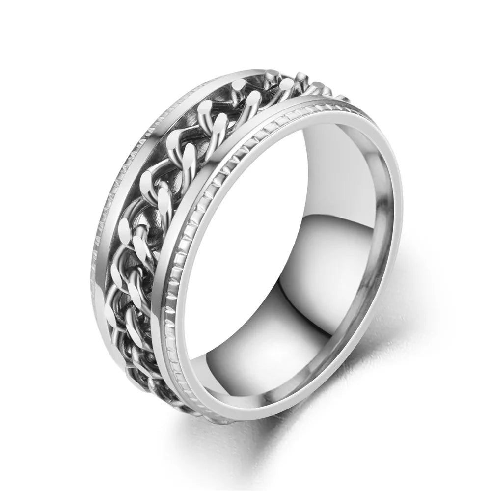 Chain Spinner Roman Numeral Ring