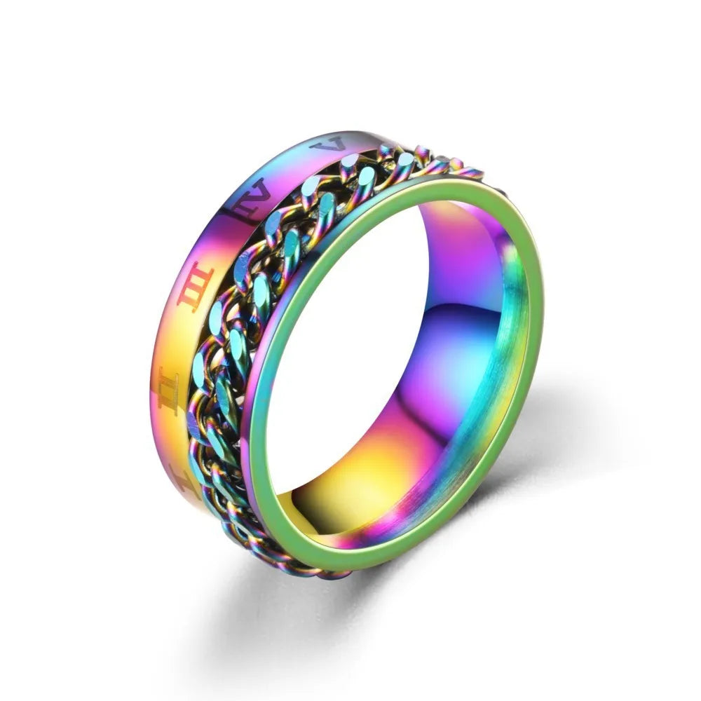 Chain Spinner Roman Numeral Ring