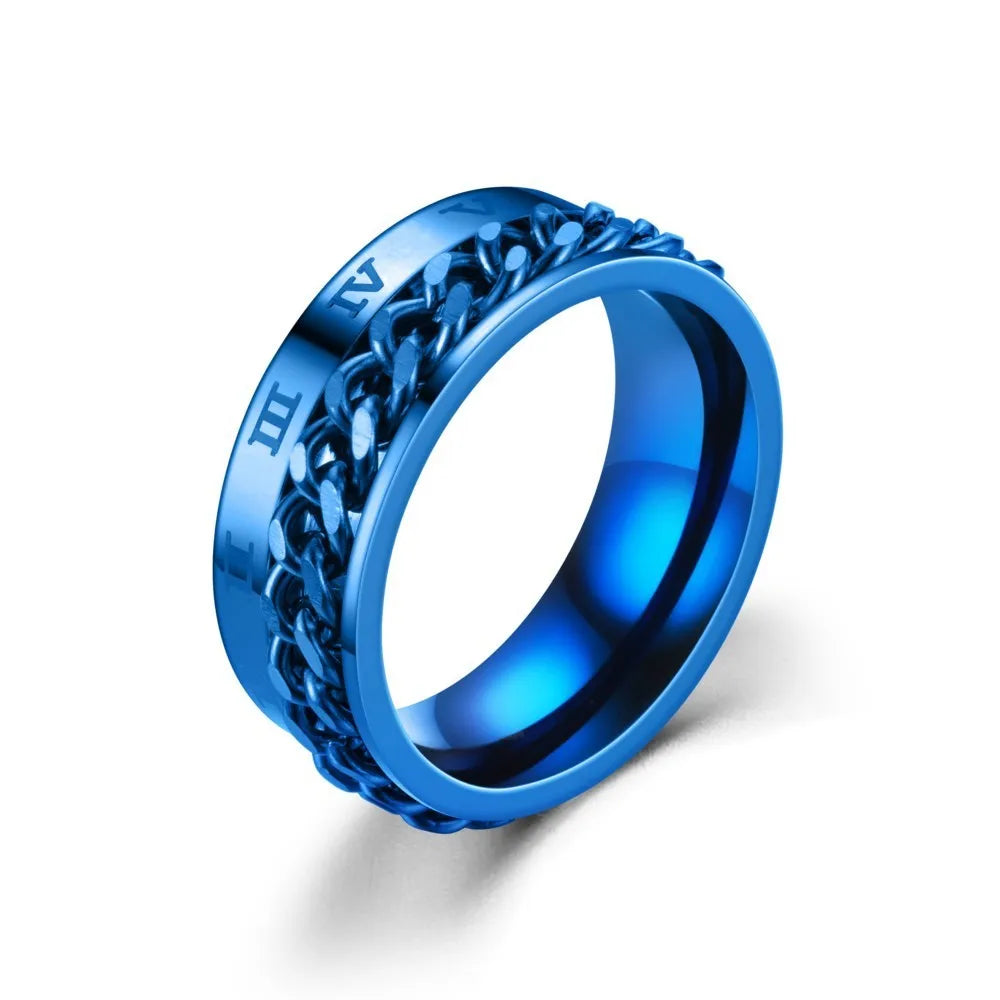 Chain Spinner Roman Numeral Ring