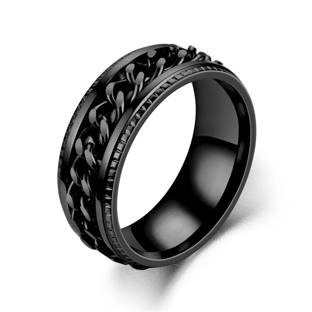 Chain Spinner Roman Numeral Ring