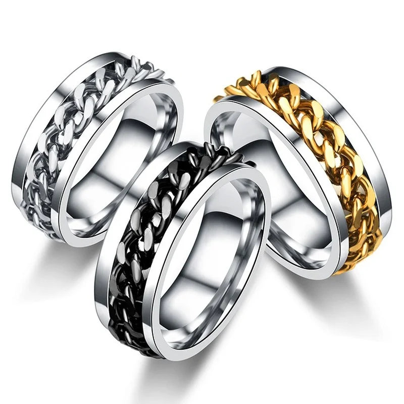 Chain Spinner Roman Numeral Ring