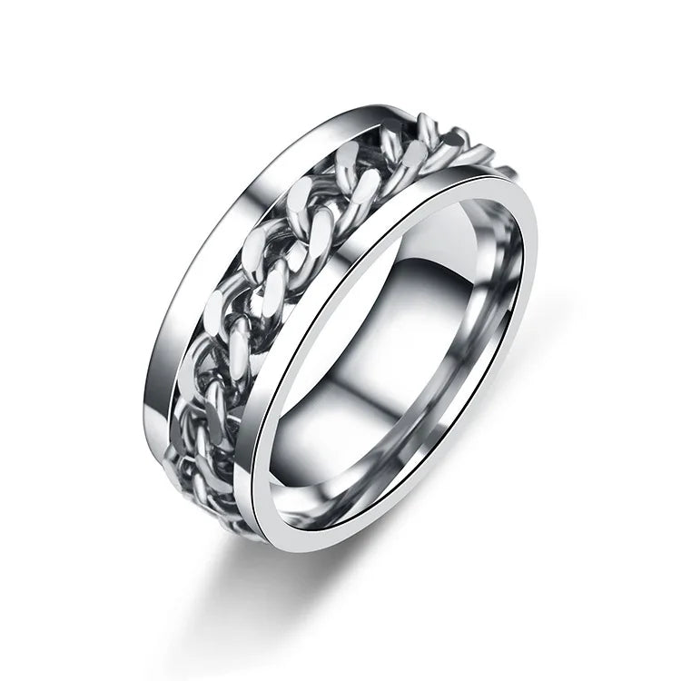 Chain Spinner Roman Numeral Ring