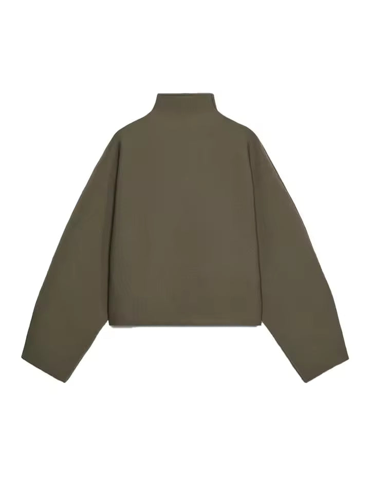 Casual Oversized Zip Front Jacket